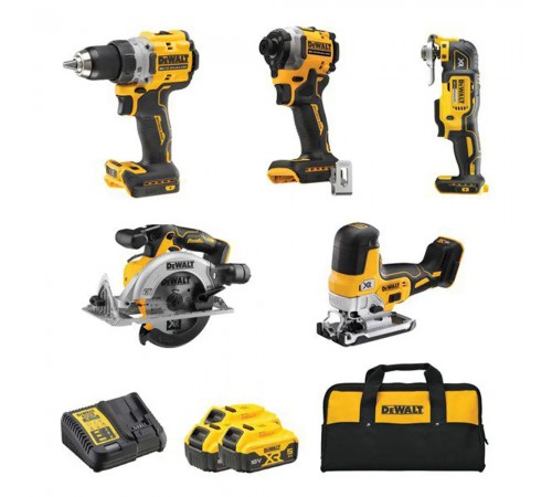 Набір з п'яти акумуляторних інструментів DeWALT DCK502P3